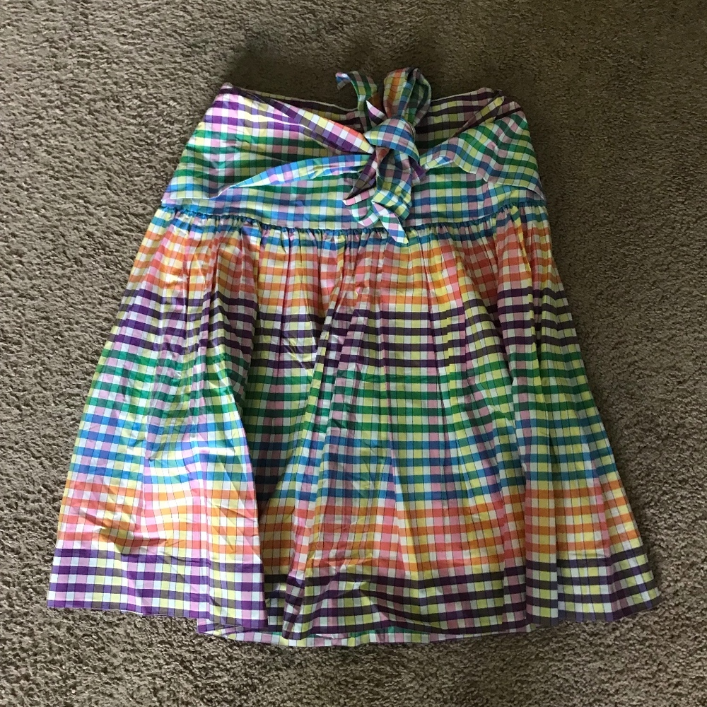 J, Crew Colorful Checkered Skirt With Bow